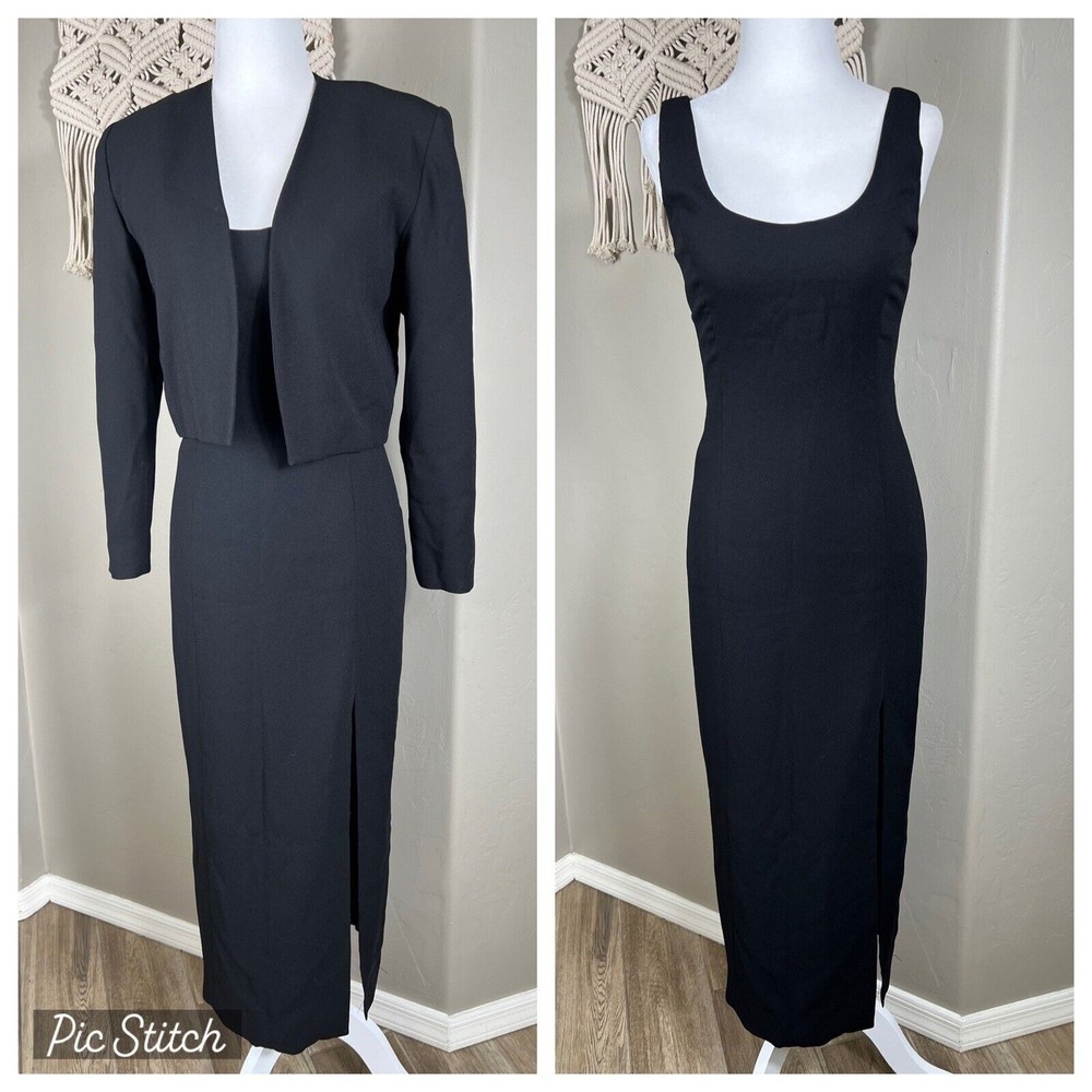 Vintage Nicole Miller Midi Fitted Dress Size 4 With  Jacket Two Piece